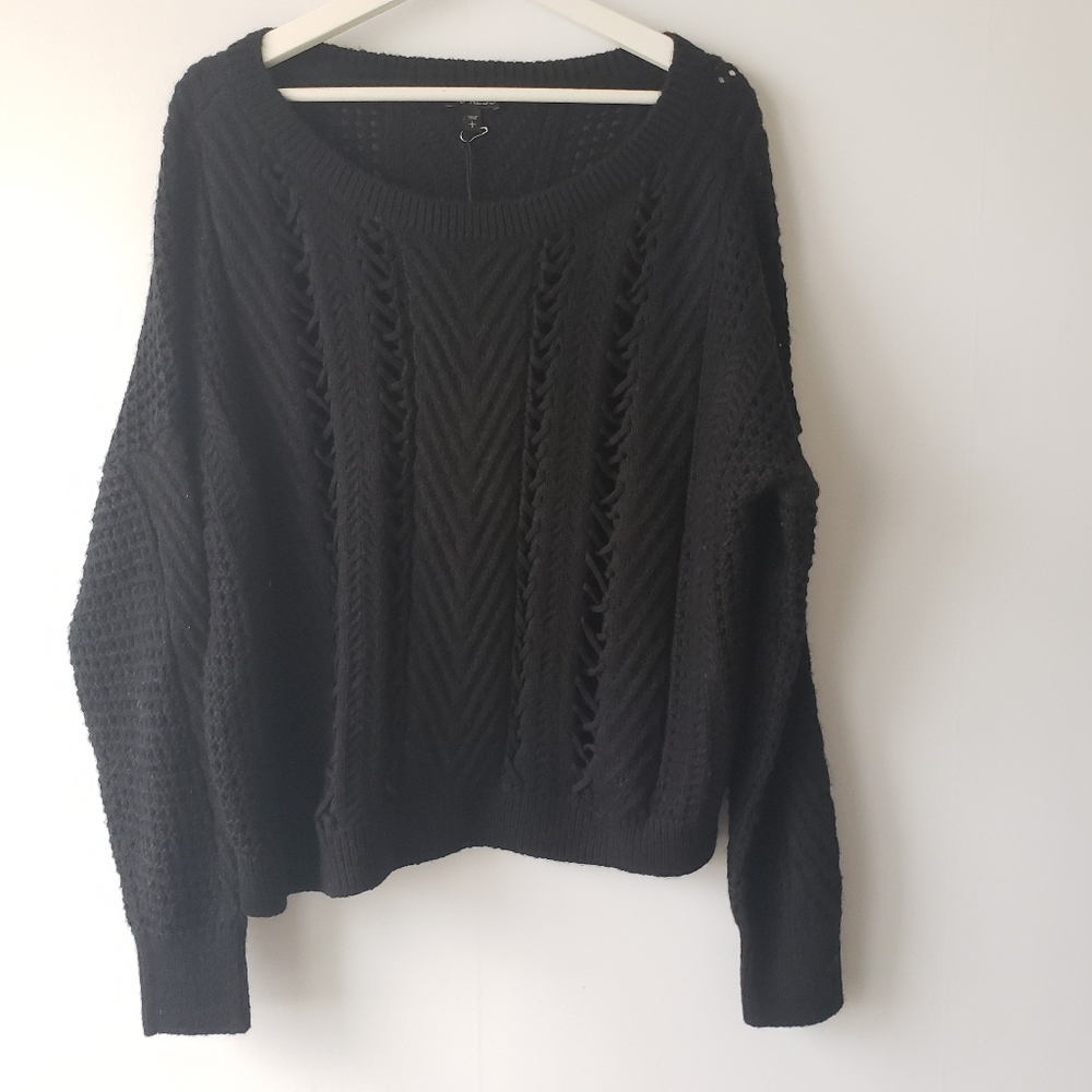 Express open knit black sweater size L